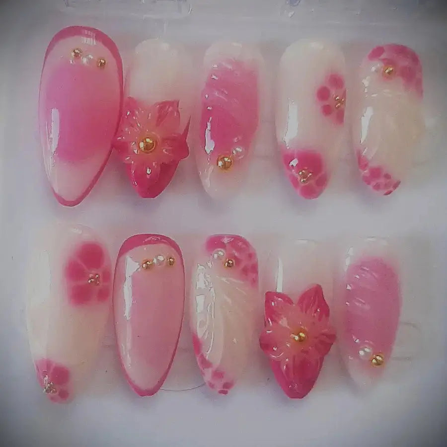 Faux ongles Candy Blossom fleurs cerisiers poétique