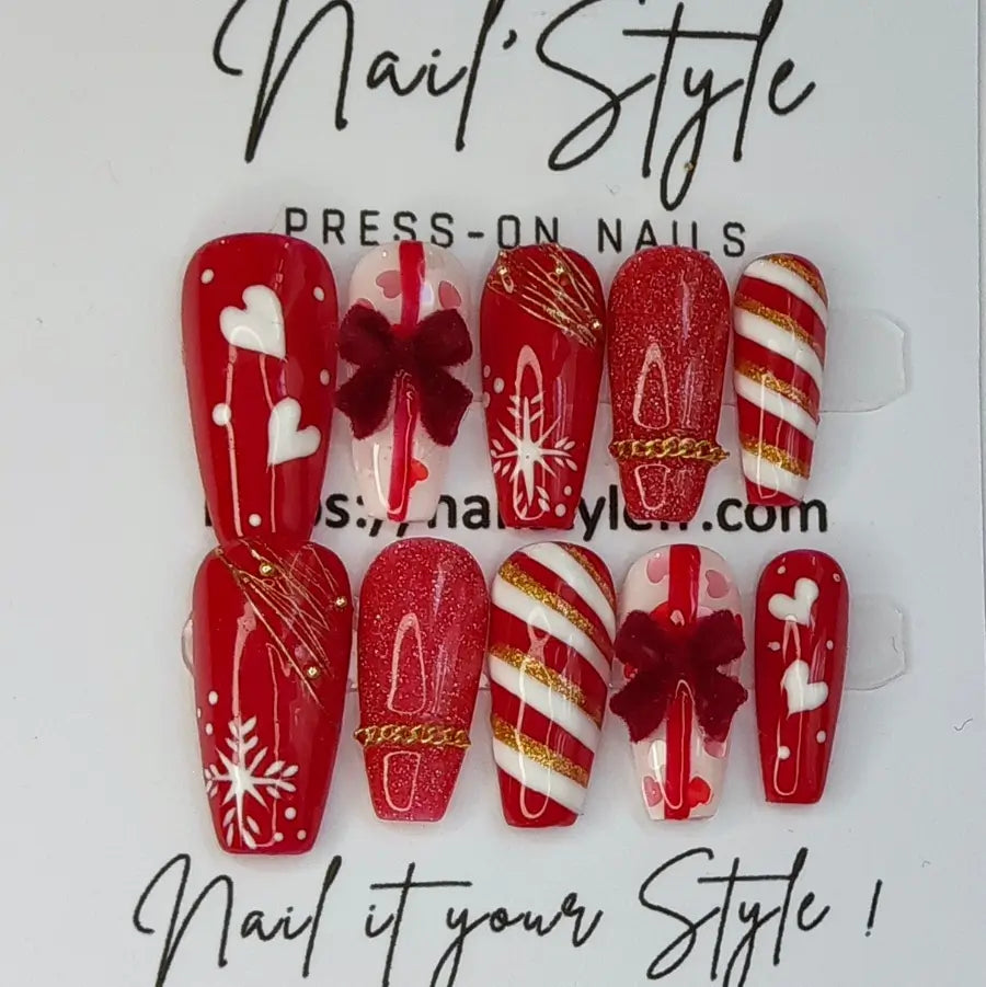 Press-on nails Ivy Christmas- Faux ongles faits main par Nail'Style